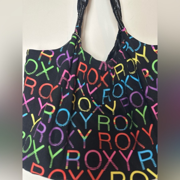 ROXY Tote Bag beach rainbow purse vintage 90s 00s Y2K - Picture 3 of 6